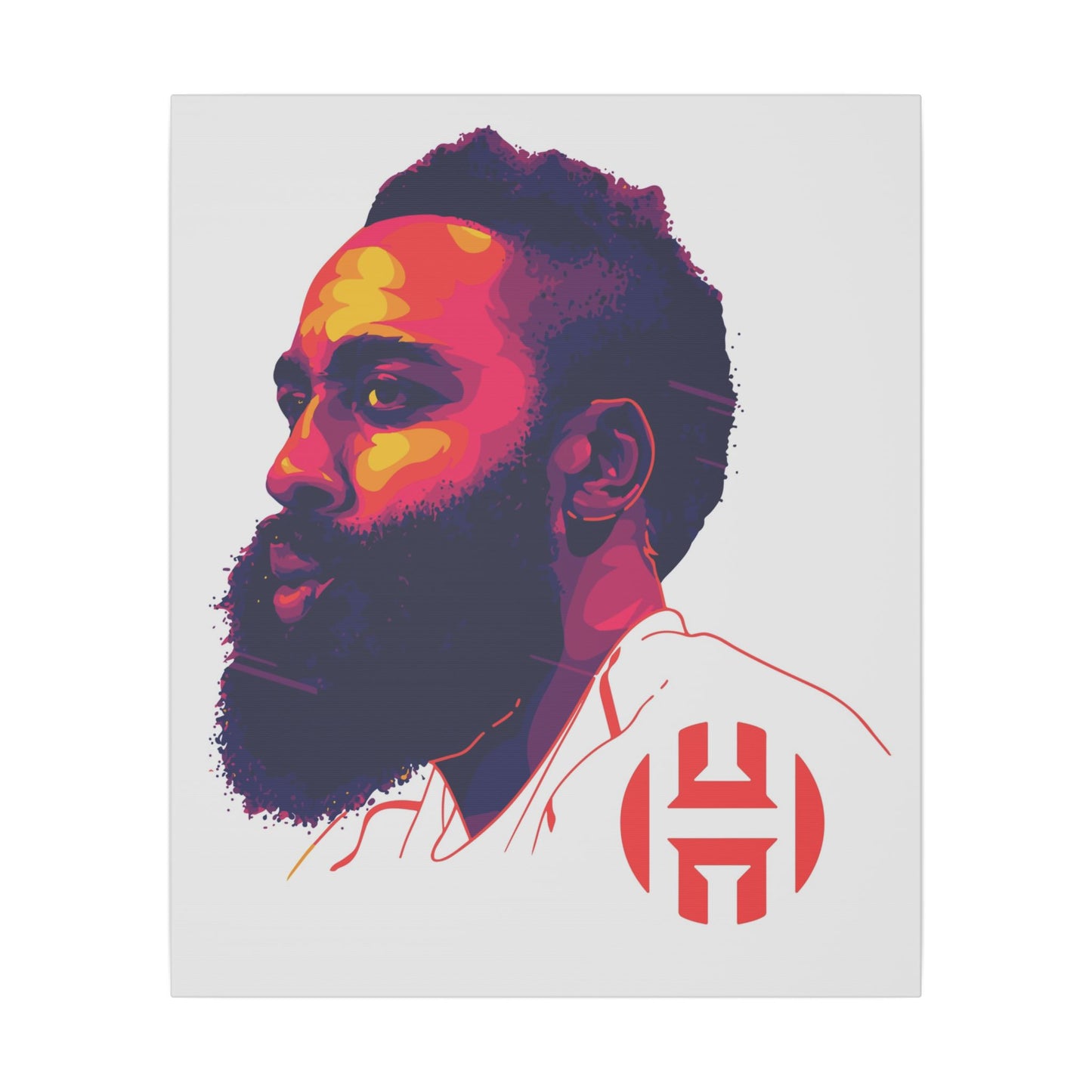 Stretched Matte Canvas Art - Vibrant Portrait of James Harden - CreativeRino