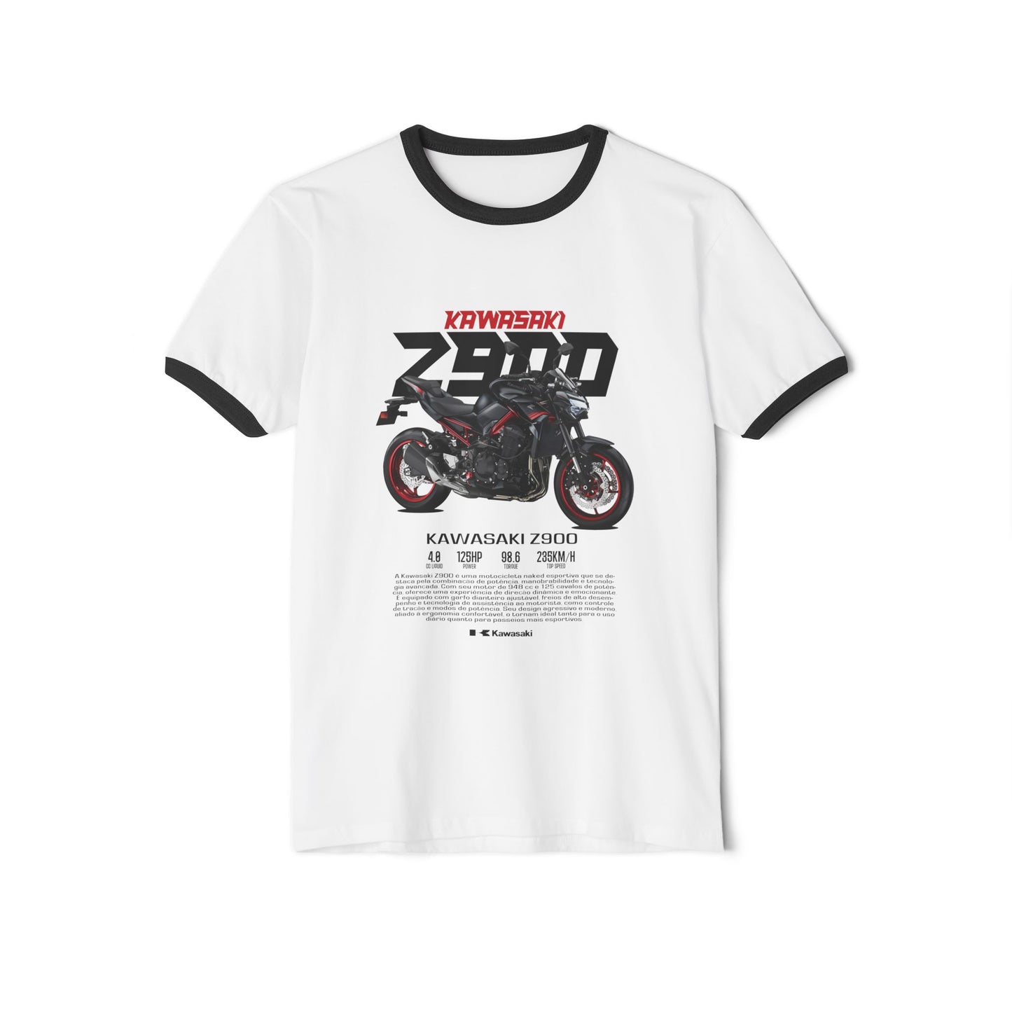 Kawasaki Z900 Motorcycle Unisex Cotton Ringer T-Shirt - Perfect Tee Gift for Riders & Motorsports Enthusiasts - CreativeRino