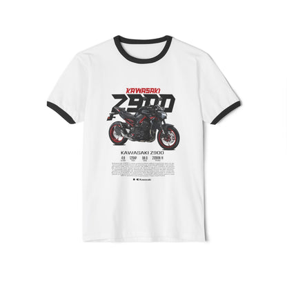 Kawasaki Z900 Motorcycle Unisex Cotton Ringer T-Shirt - Perfect Tee Gift for Riders & Motorsports Enthusiasts - CreativeRino
