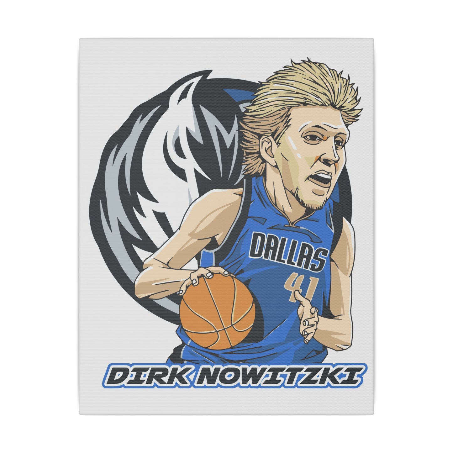 Dirk Nowitzki Basketball Canvas Art - Stretched Matte Print for Sports Fans - CreativeRino
