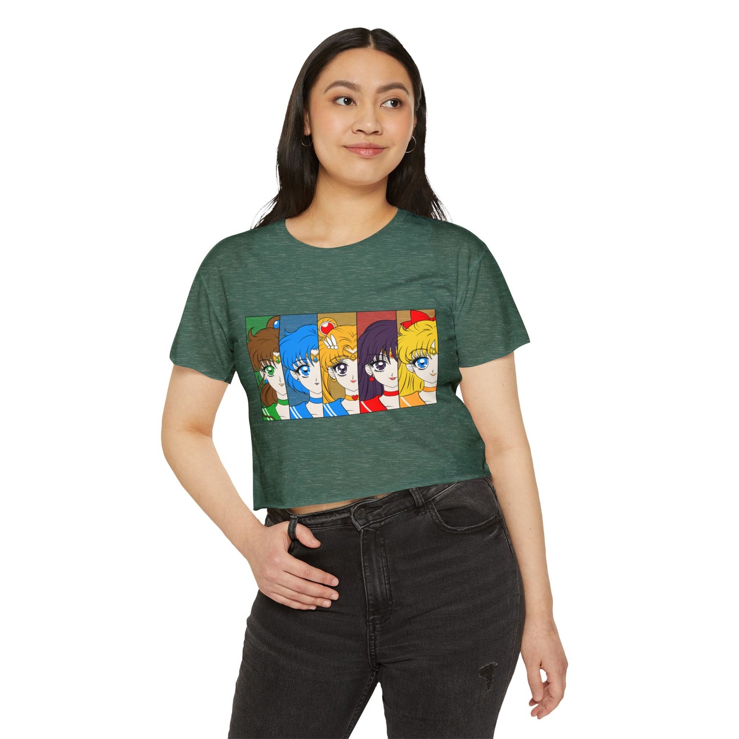 Sailor Moon Women Festival Crop Top - Retro Anime Character Design - CreativeRino