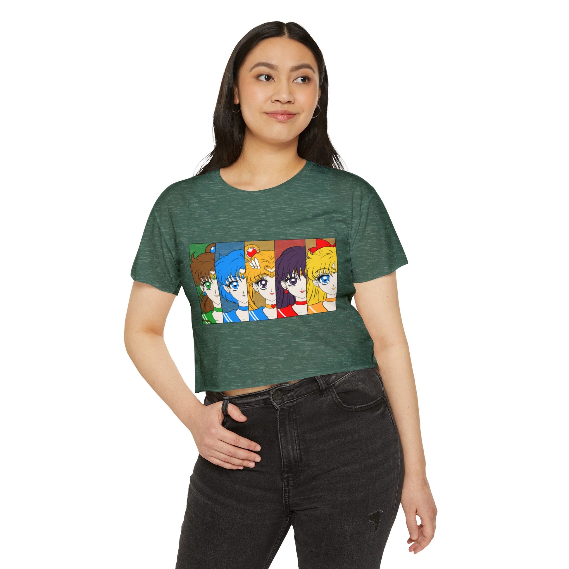 Sailor Moon Women Festival Crop Top - Retro Anime Character Design - CreativeRino