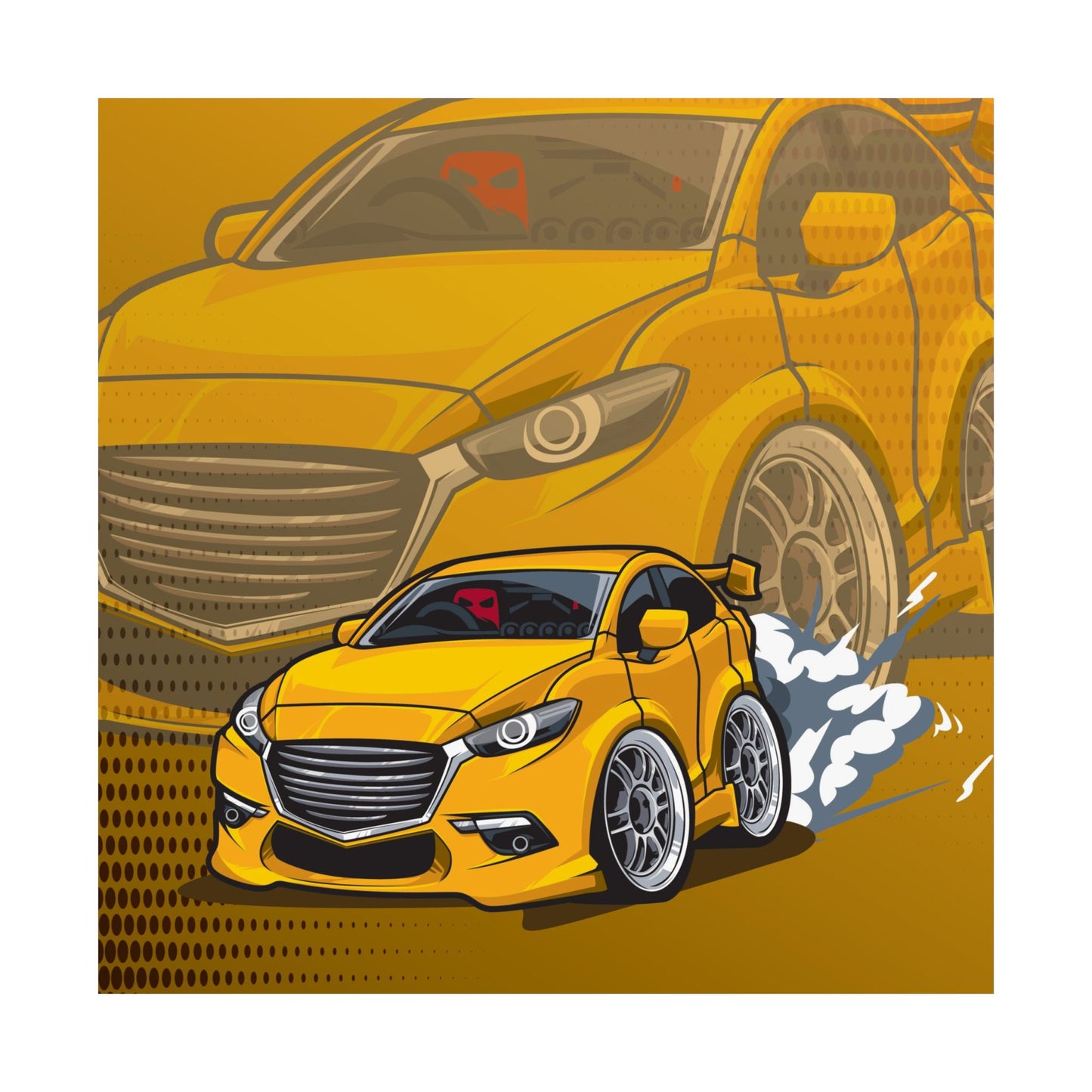 Racing Car Matte Square Poster - Dynamic Automotive Wall Art - CreativeRino