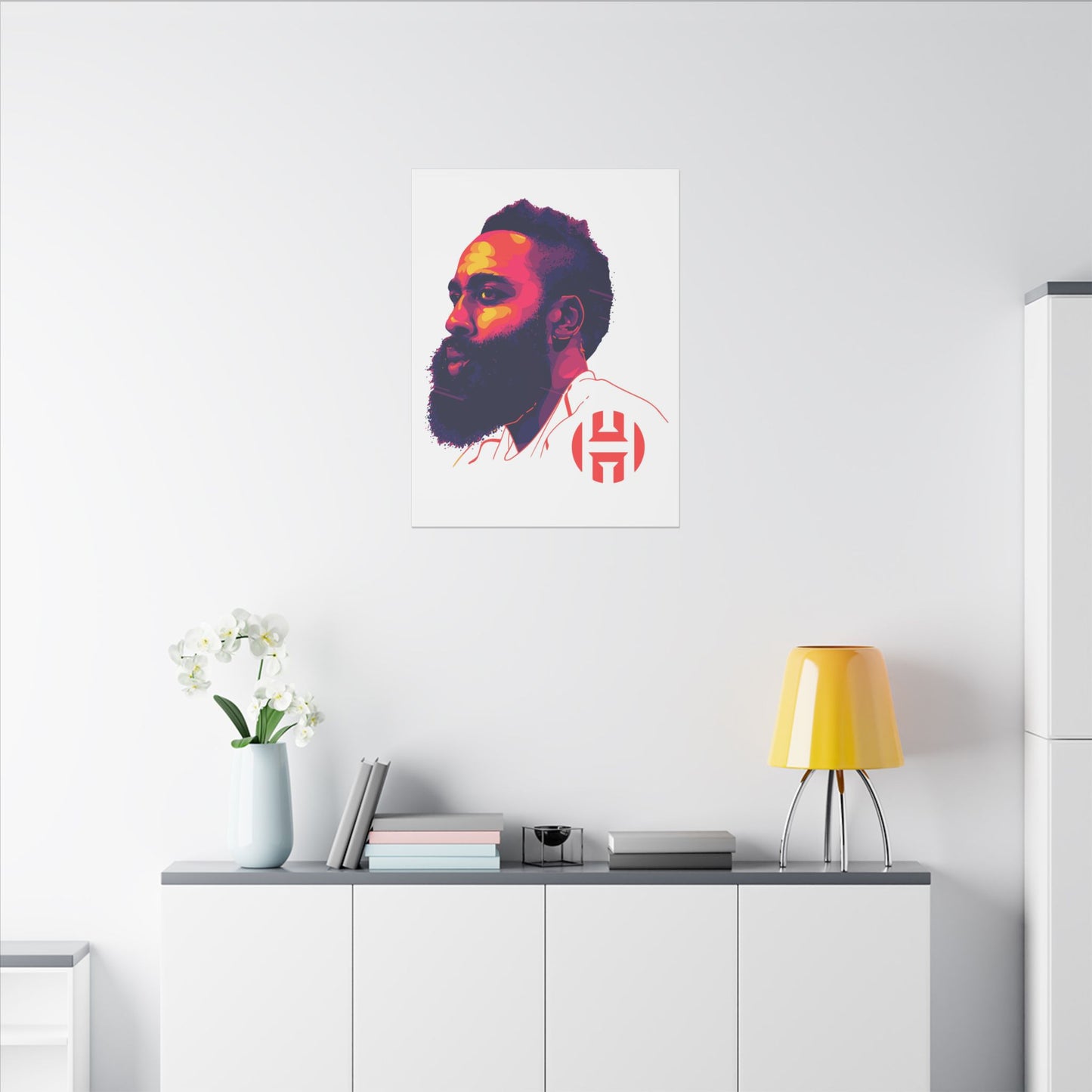 Stretched Matte Canvas Art - Vibrant Portrait of James Harden - CreativeRino