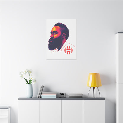 Stretched Matte Canvas Art - Vibrant Portrait of James Harden - CreativeRino
