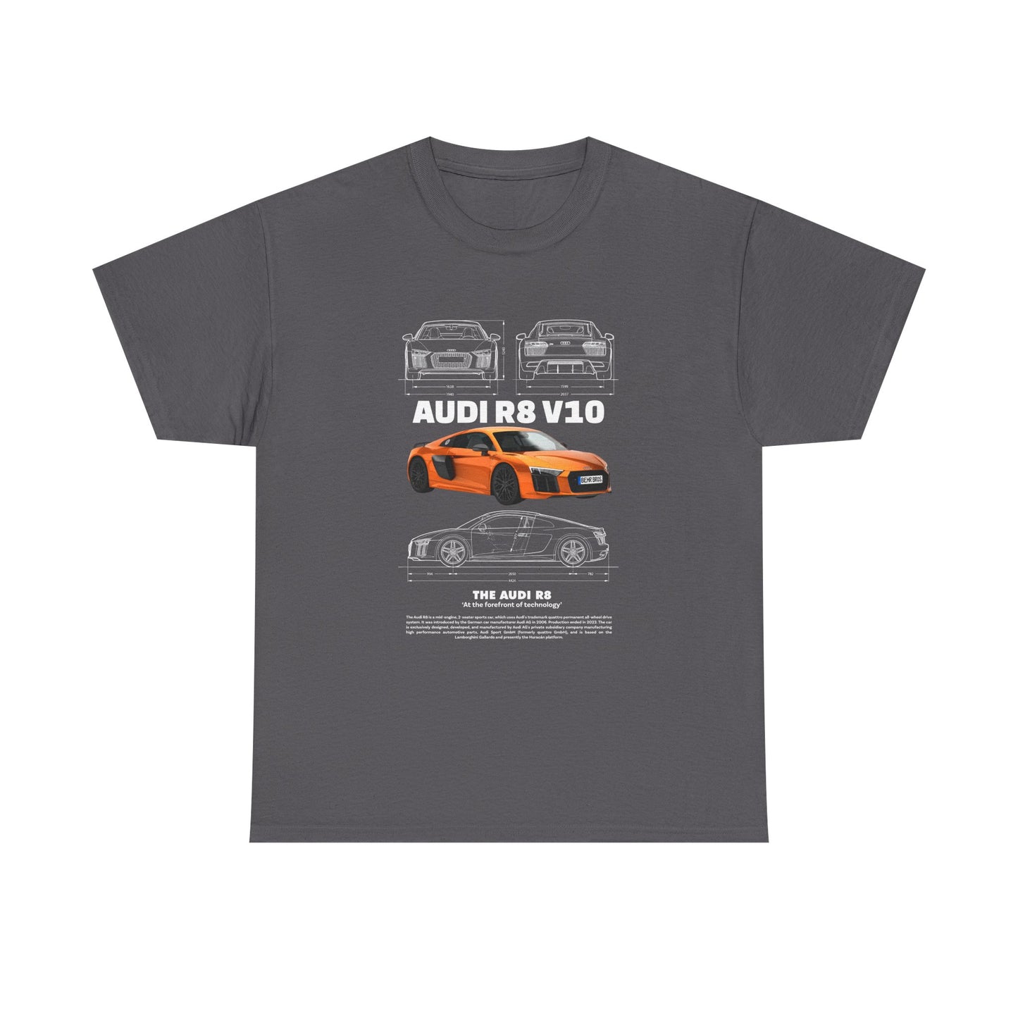 AUDI R8 V10 Car Graphic Tee - Unisex Heavy Cotton Tee for Auto Enthusiasts - CreativeRino