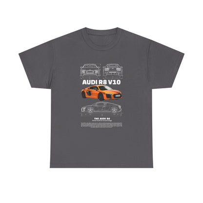 AUDI R8 V10 Car Graphic Tee - Unisex Heavy Cotton Tee for Auto Enthusiasts - CreativeRino