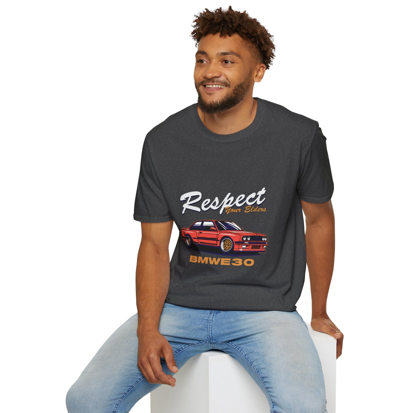 Respect Your Elders BMW E30 Unisex Softstyle T-Shirt - CreativeRino