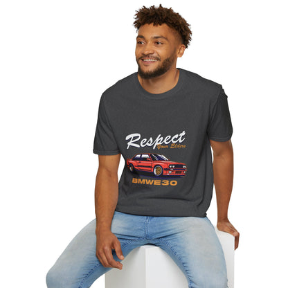 Respect Your Elders BMW E30 Unisex Softstyle T-Shirt - CreativeRino