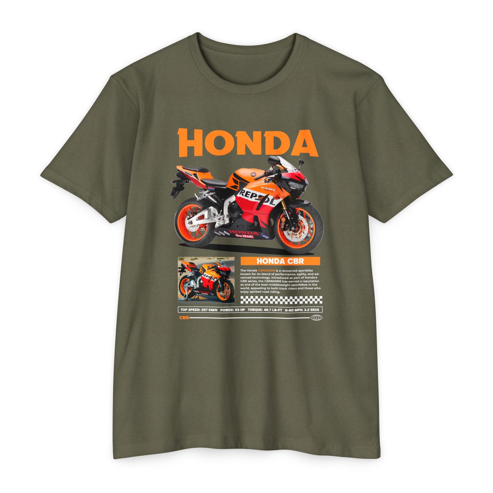 Honda CBR Motorcycle Unisex Jersey T-shirt Perfect for Bikers and Racing  Enthusiasts CVC Military Green XS