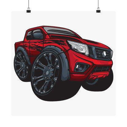 Bold Red Truck Matte Square Poster | Automotive Wall Art for Car Enthusiasts - CreativeRino