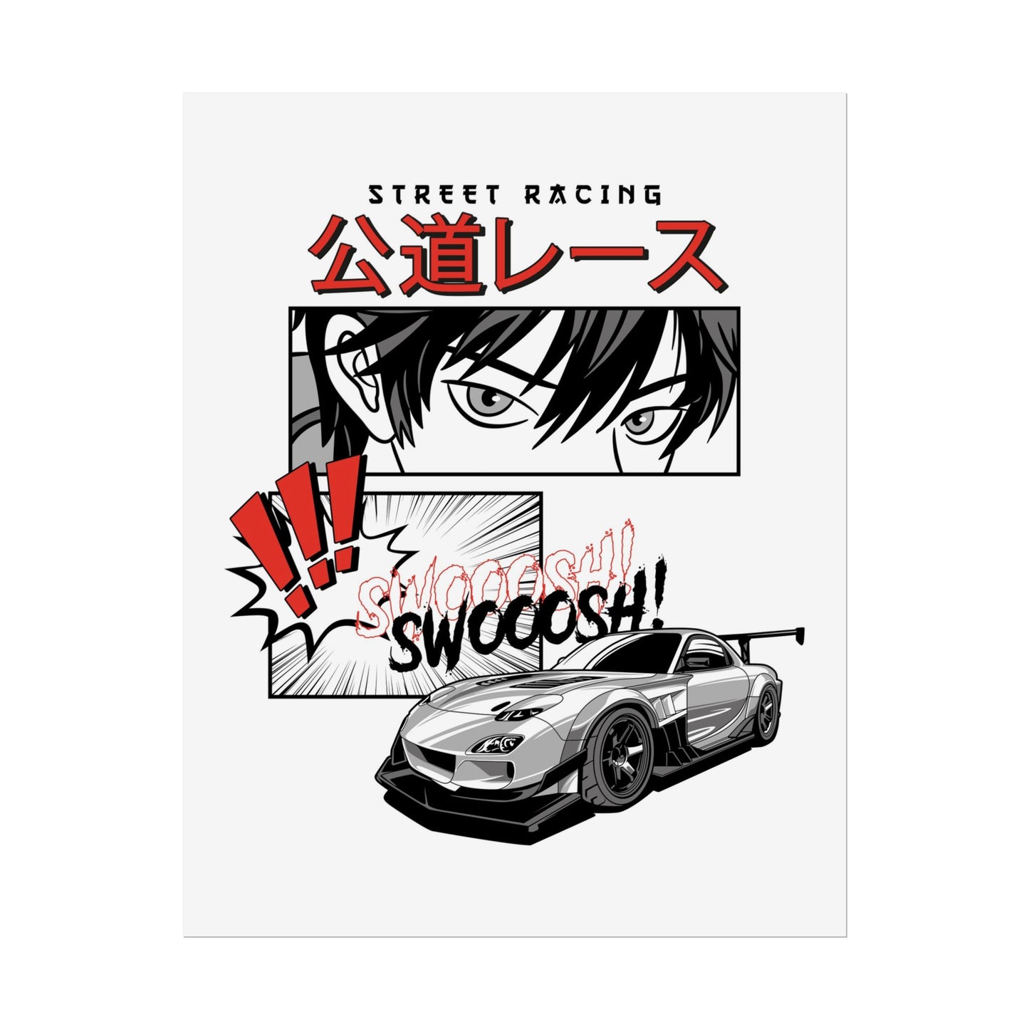 Street Racing Art Print - Vintage Car Poster for Auto Enthusiasts - CreativeRino
