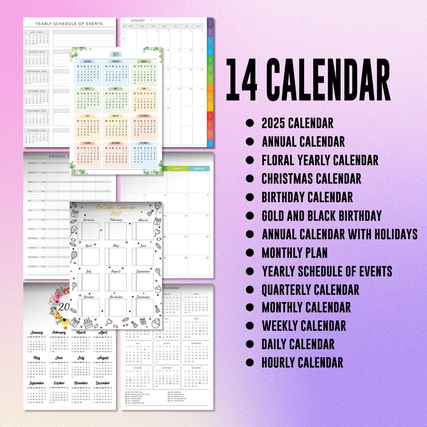 2025 Journal Planner Calendar Trackers Pages Digital Printable Bundle - CreativeRino
