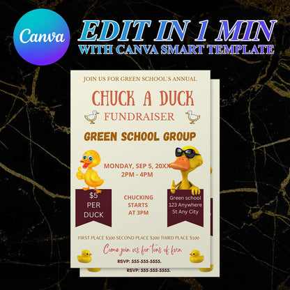 Chuck a Duck Fundraiser Flyer Invite Template | Duck Derby Race Flyer CreativeRino