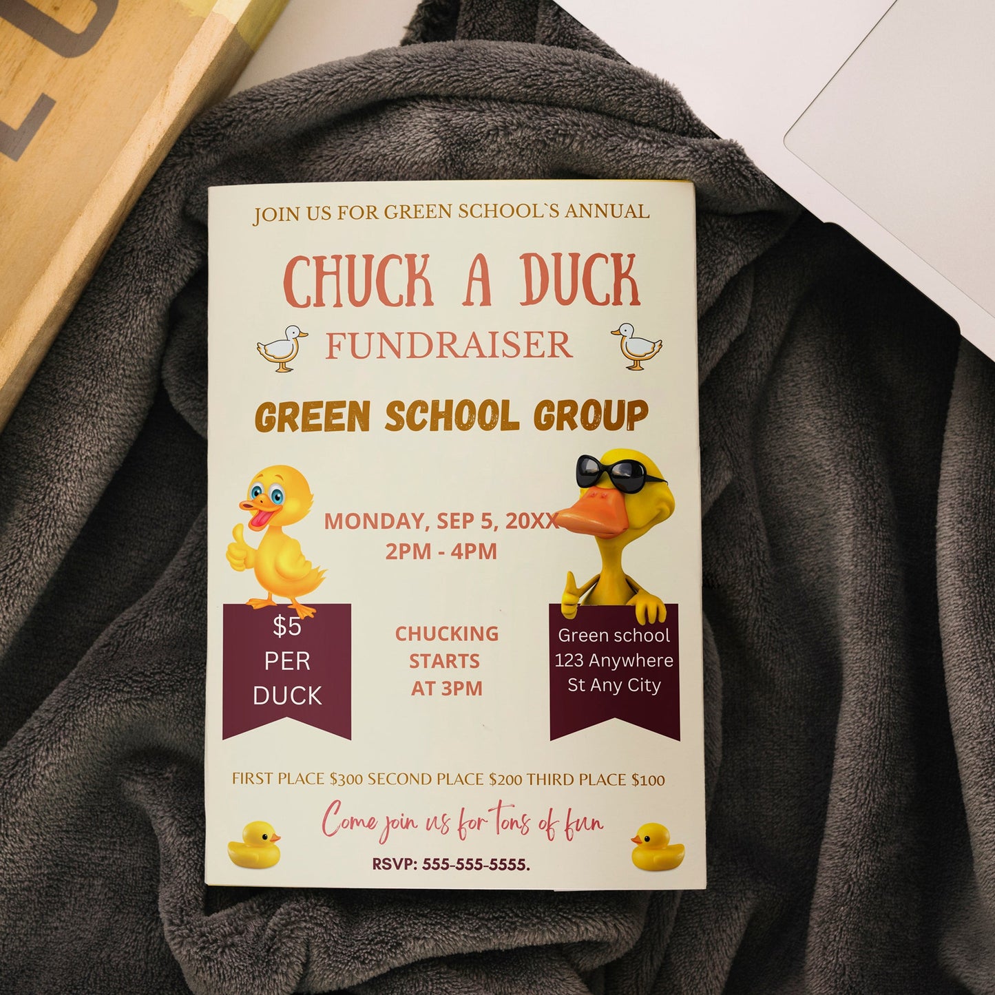 Chuck a Duck Fundraiser Flyer Invite Template | Duck Derby Race Flyer CreativeRino