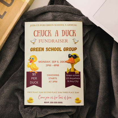 Chuck a Duck Fundraiser Flyer Invite Template | Duck Derby Race Flyer CreativeRino