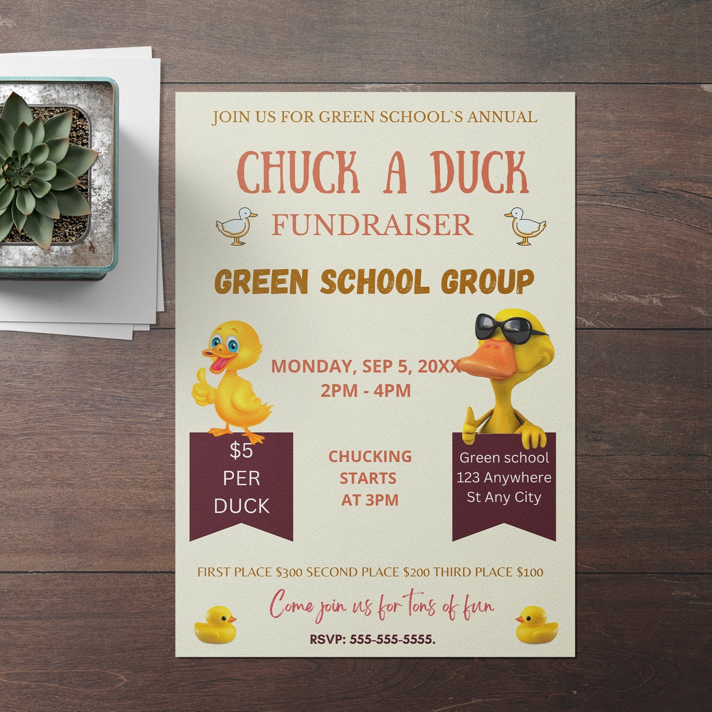 Chuck a Duck Fundraiser Flyer Invite Template | Duck Derby Race Flyer CreativeRino