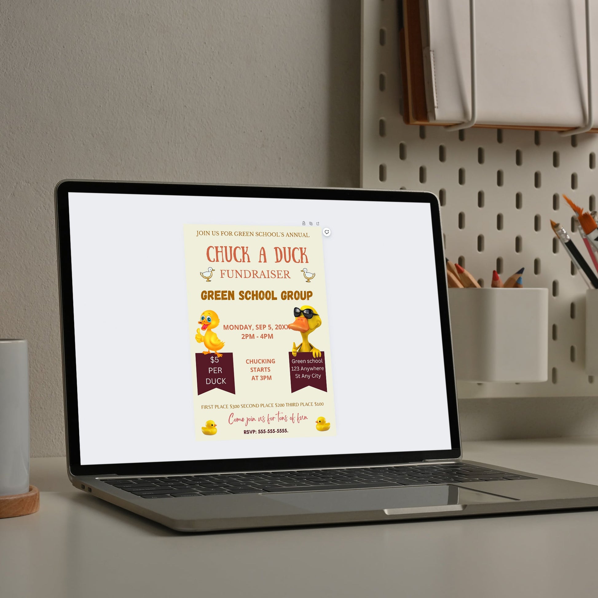 Chuck a Duck Fundraiser Flyer Invite Template | Duck Derby Race Flyer CreativeRino