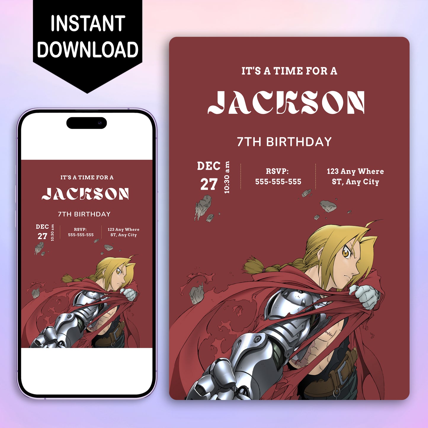 Fullmetal Alchemist  Birthday Invitation Template - CreativeRino