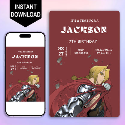 Fullmetal Alchemist  Birthday Invitation Template - CreativeRino