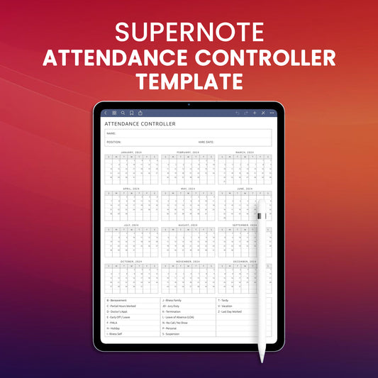 Supernote Attendance Controller Template Planner Template