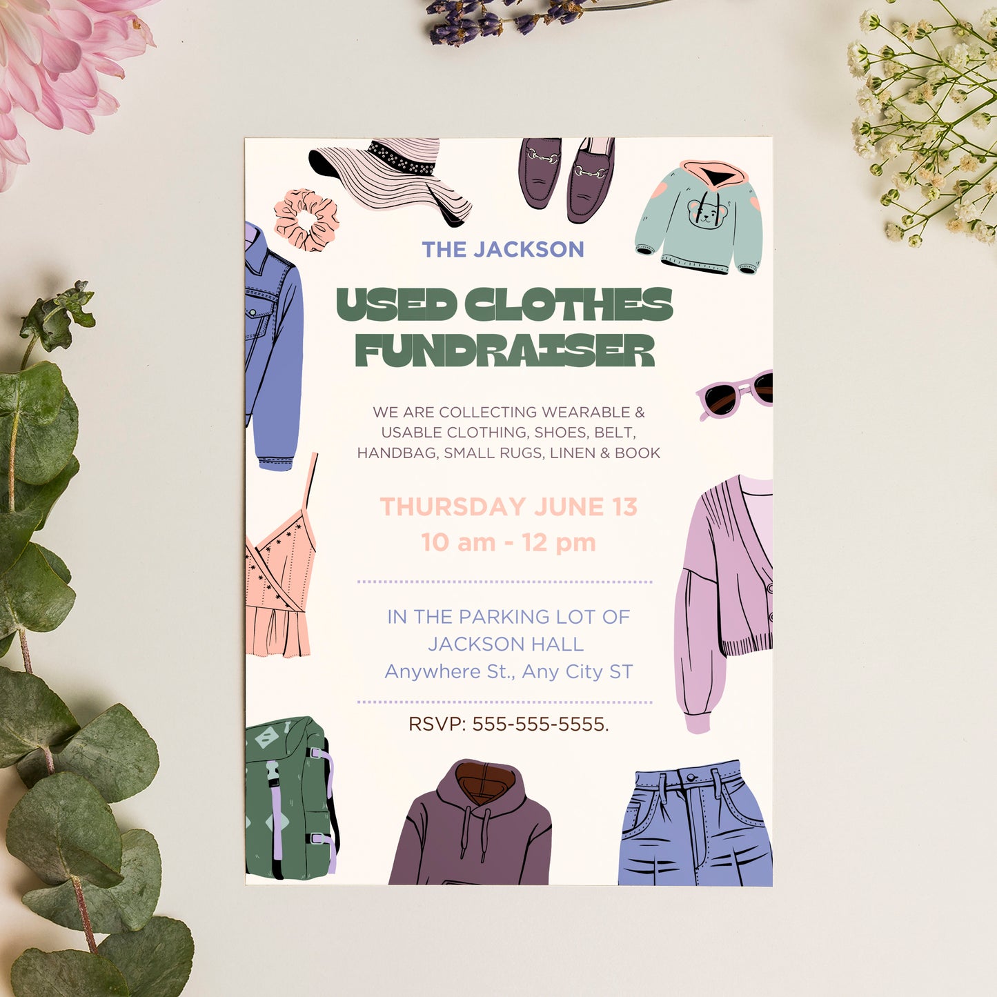 Used Clothes Fundraiser Flyer Template | Clothing Drive Flyer