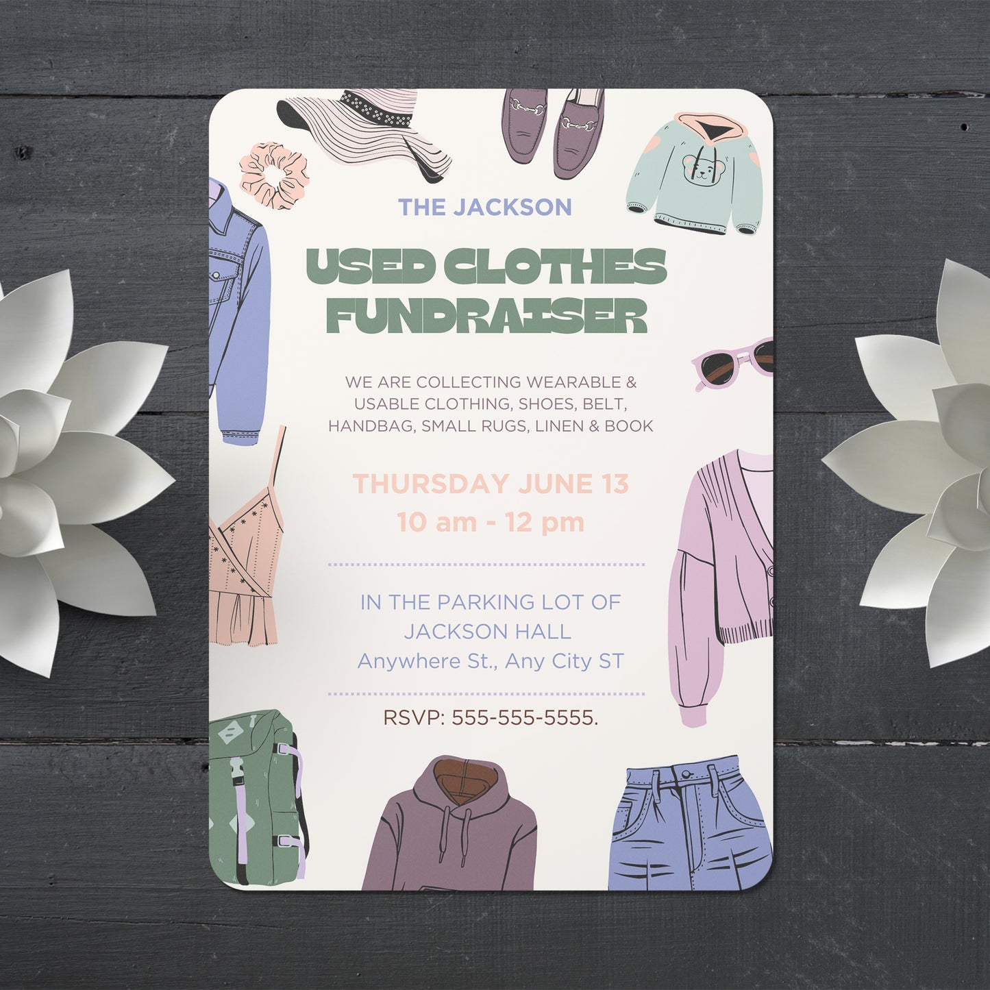 Used Clothes Fundraiser Flyer Template | Clothing Drive Flyer