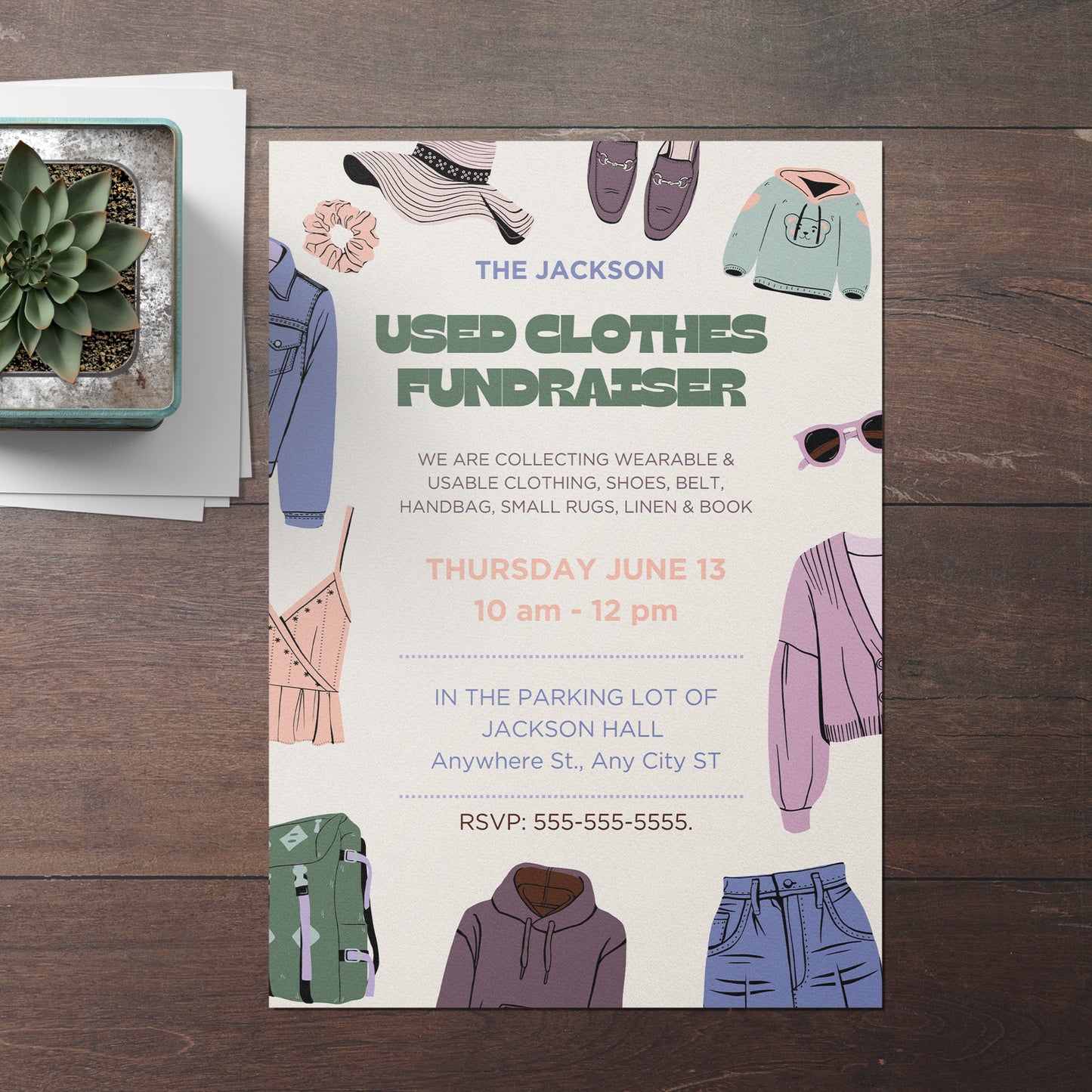 Used Clothes Fundraiser Flyer Template | Clothing Drive Flyer