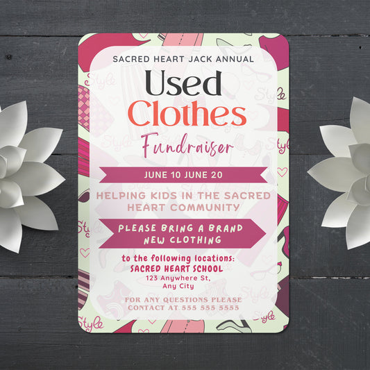 Used Clothes Fundraiser Flyer Template | Clothing Drive Flyer Invite