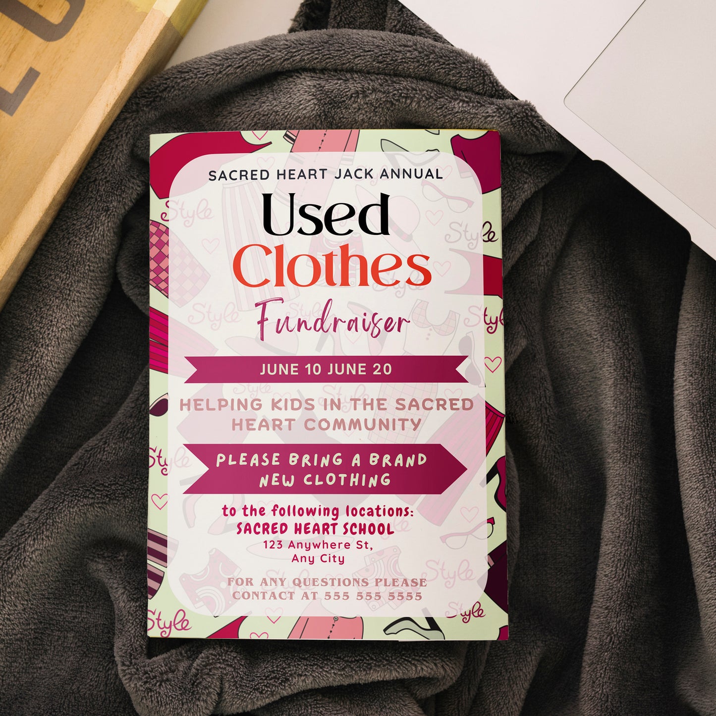 Used Clothes Fundraiser Flyer Template | Clothing Drive Flyer Invite