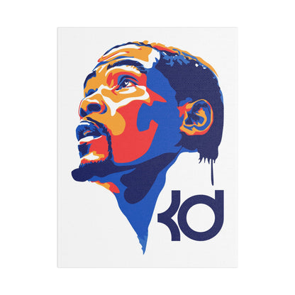 Basketball Satin Canvas Art Print - Kevin Durant Portrait - CreativeRino