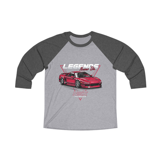Honda Nsx Acura Unisex Tri-Blend Raglan Tee | Legends Never Die Car T-shirt - CreativeRino