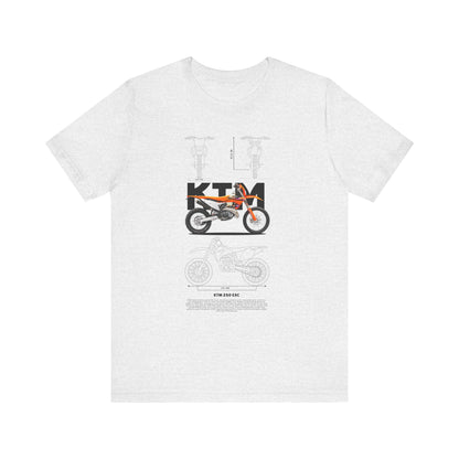 KTM 250 EXC Motorcycle Blueprint Unisex Jersey T-shirt - CreativeRino