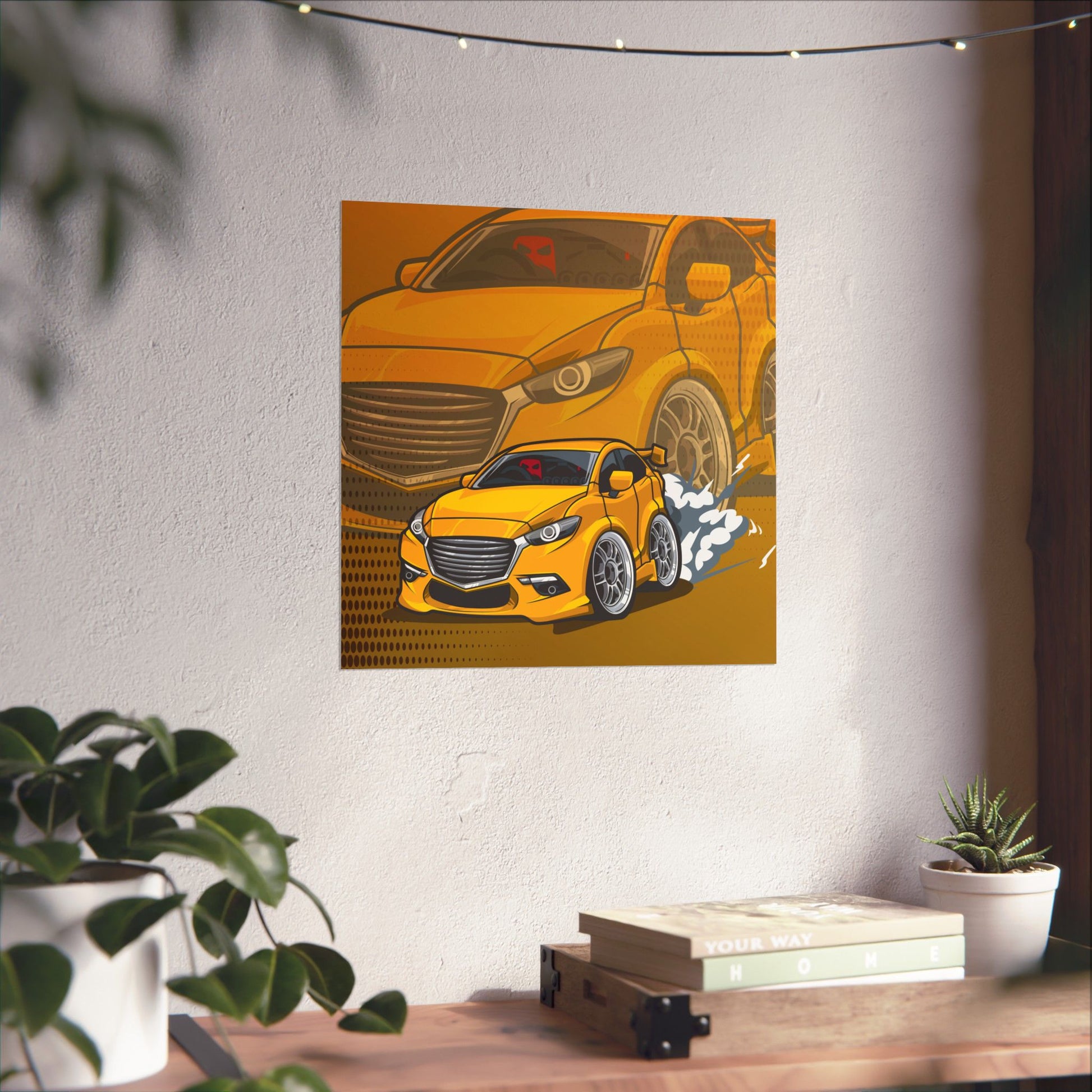 Racing Car Matte Square Poster - Dynamic Automotive Wall Art - CreativeRino