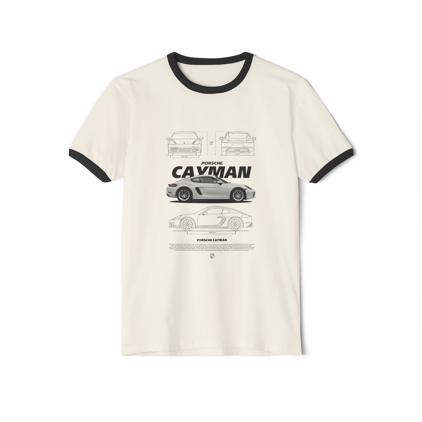 Porsche Cayman Unisex Cotton Ringer T-Shirt - Cool Car T-shirt - CreativeRino