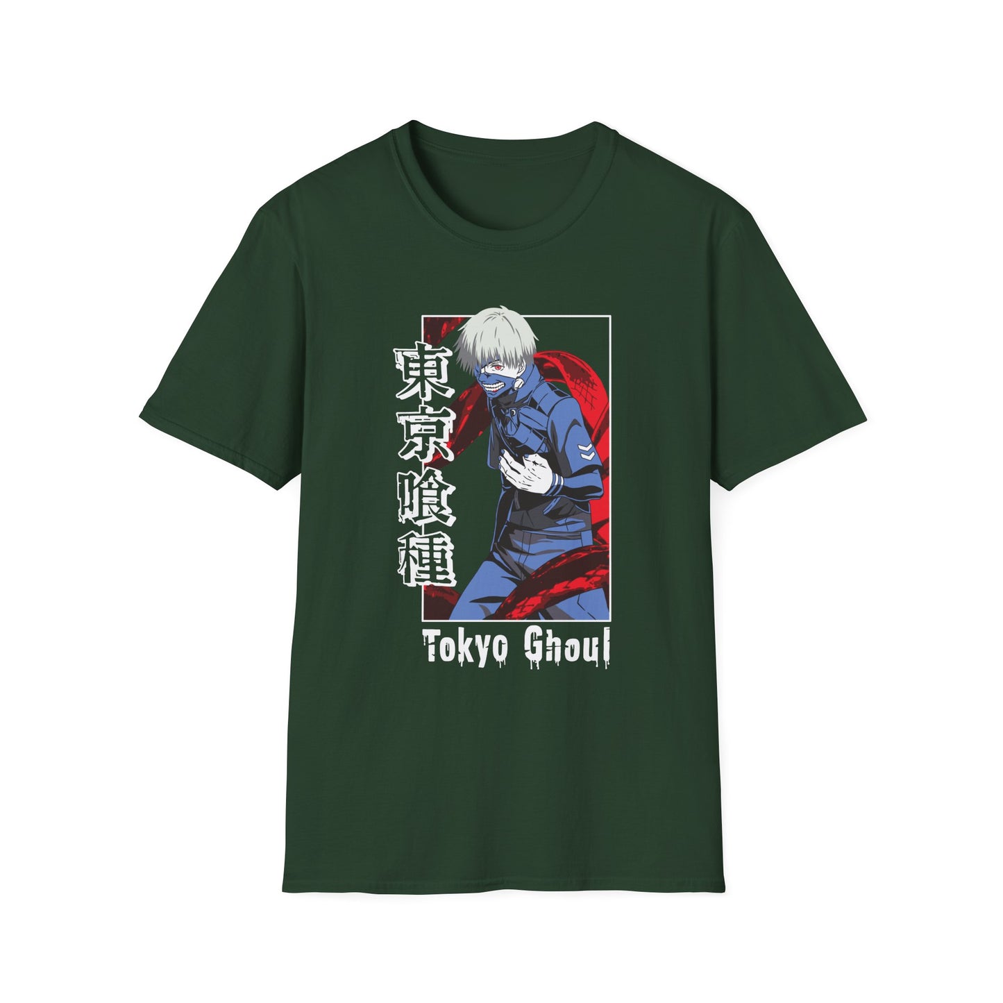 Anime-Inspired Tokyo Ghoul Unisex Softstyle T-shirt - Anime Cool Character Design - CreativeRino