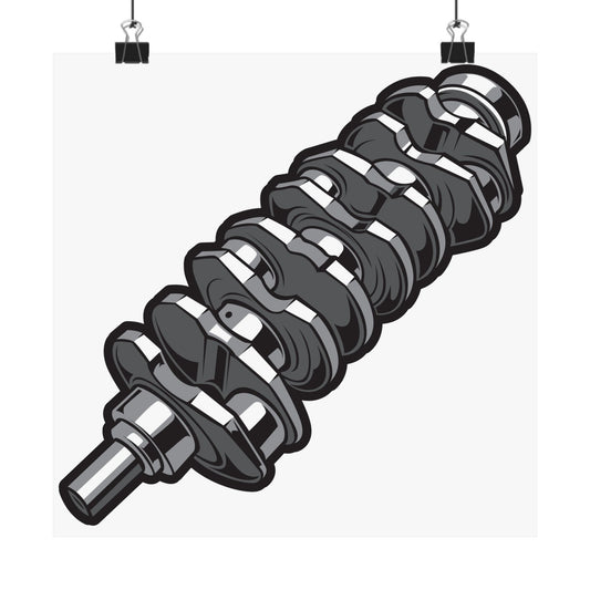 Crankshaft Matte Square Poster - Unique Automotive Art for Car Enthusiasts - CreativeRino