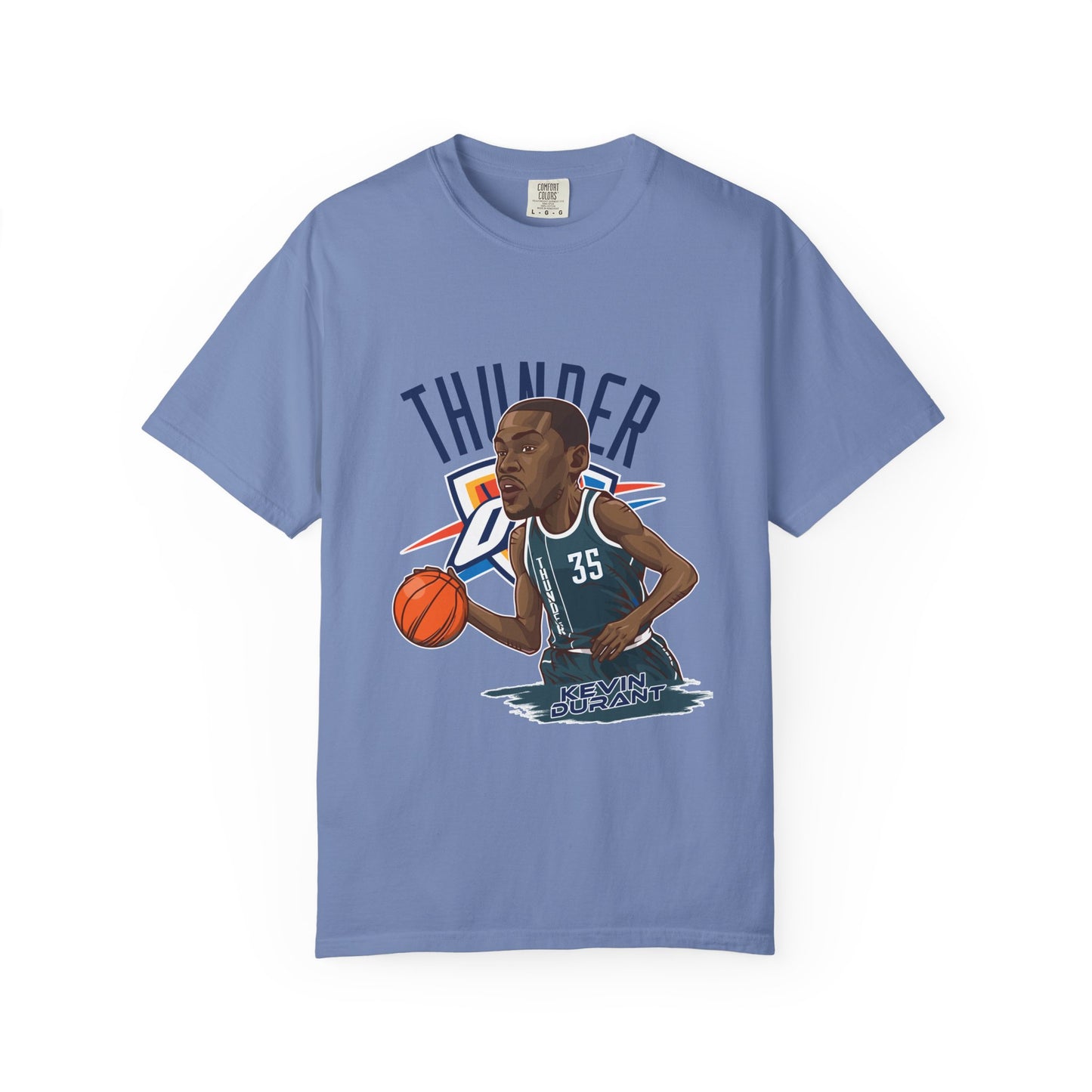 Kevin Durant Thunder Basketball T-shirt - Unisex Garment-Dyed Tee - CreativeRino