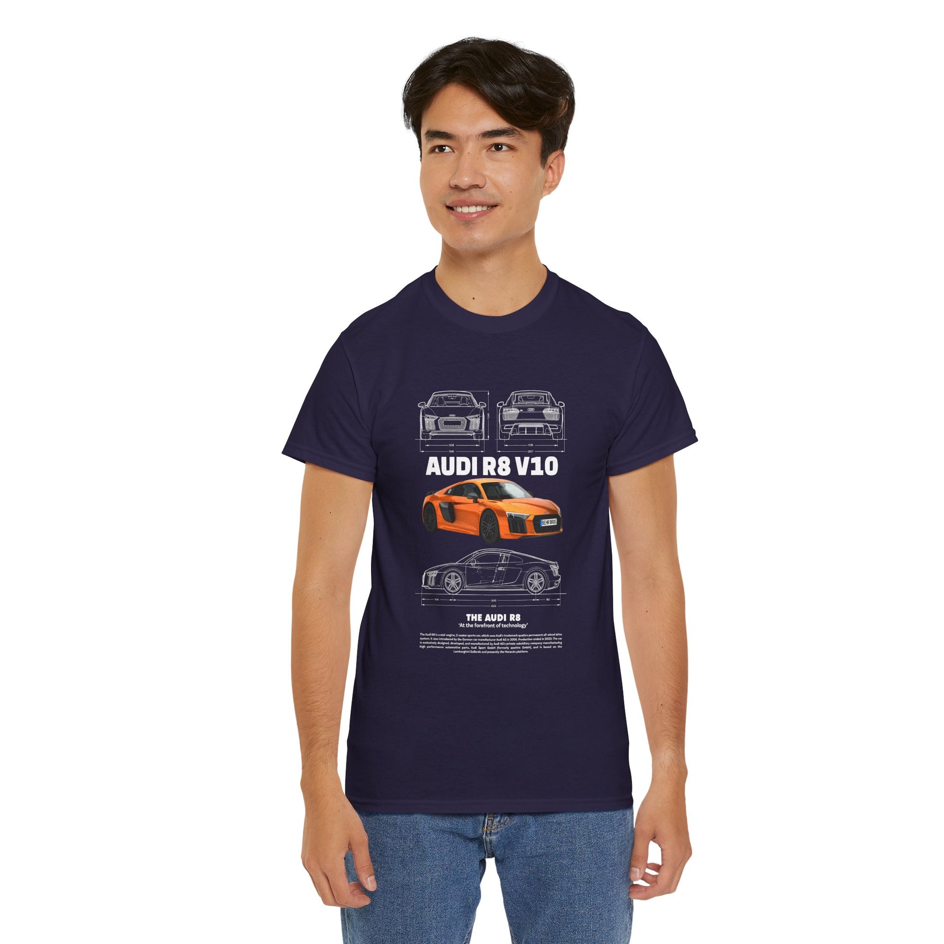 AUDI R8 V10 Car Graphic Tee - Unisex Heavy Cotton Tee for Auto Enthusiasts - CreativeRino