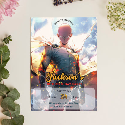 One Punch Man Birthday Invitation Template - CreativeRino