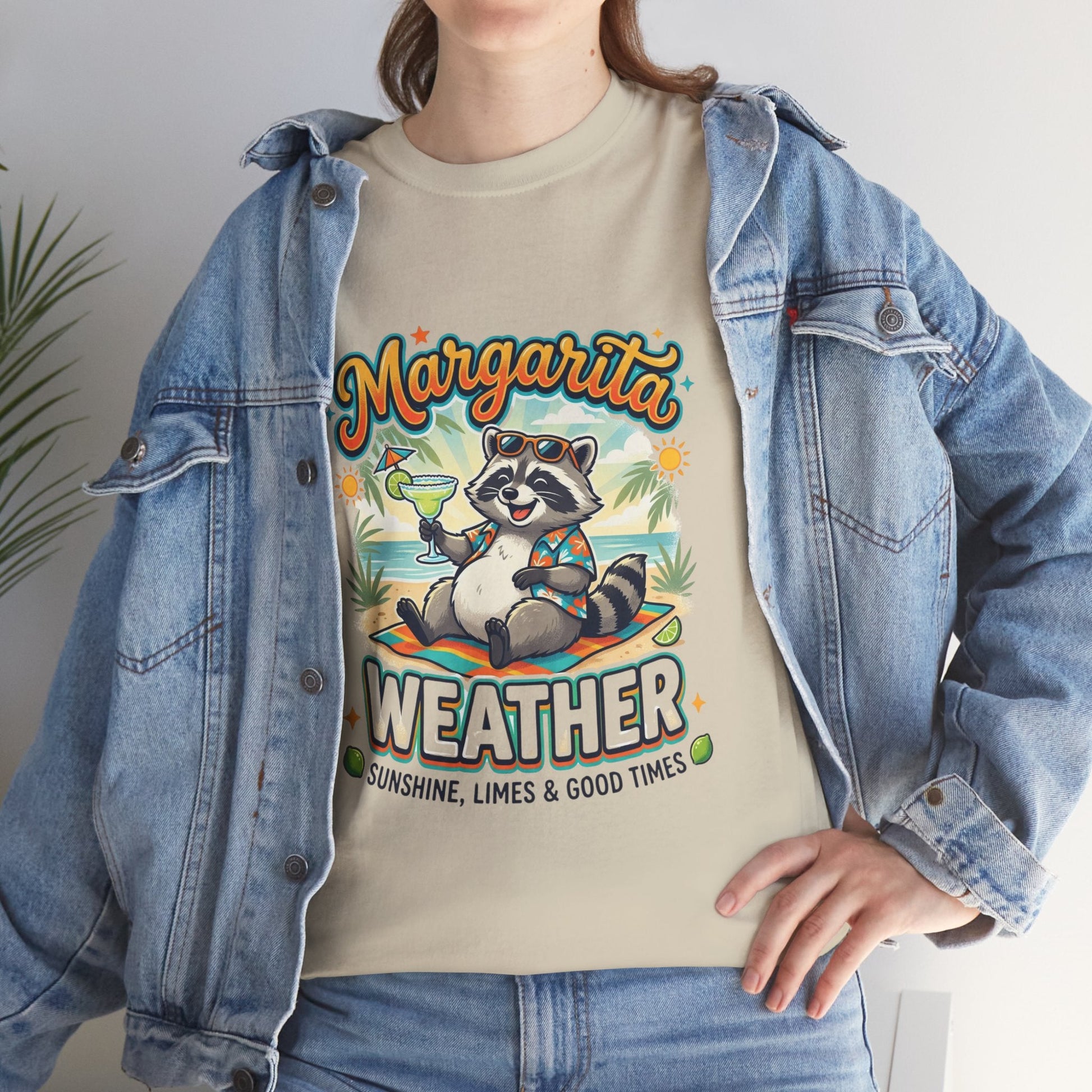 Margarita Weather T-Shirt — Cute Raccoon Cocktail Tee for Summer & Parties Printify