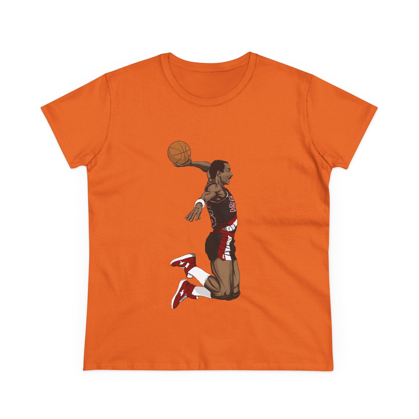 Women's Midweight Cotton Clyde Drexler Basketball Tee - Perfect T-shirt for Sports Fans - CreativeRino