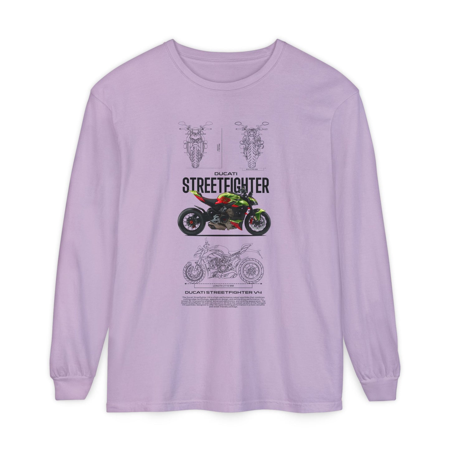 Ducati Streetfighter Long Sleeve T-Shirt - Retro Motorcycle Graphic T-shirt - CreativeRino