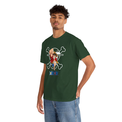 Anime Unisex Heavy Cotton Tee - One Piece T-shirt Pirate Theme - CreativeRino