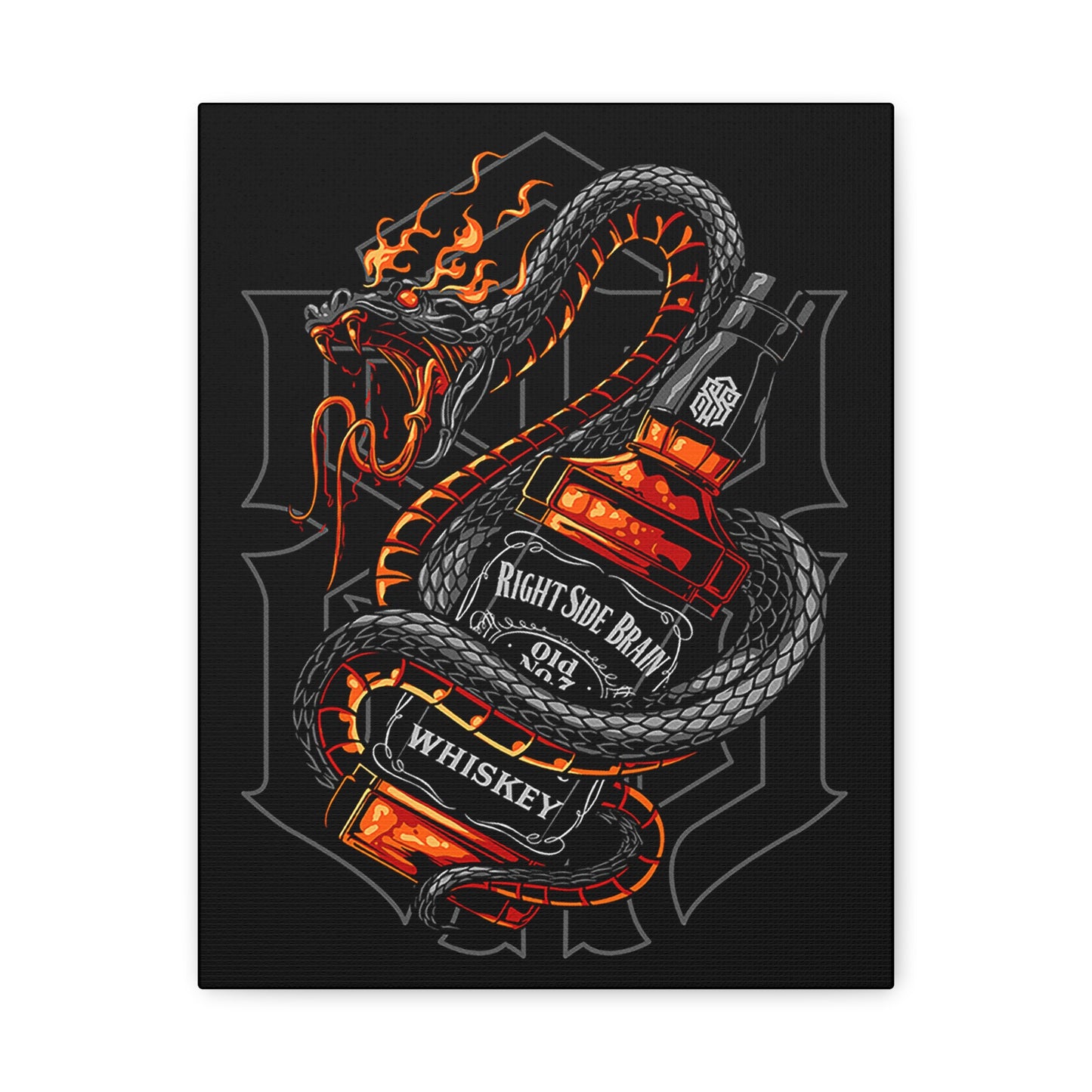 Whiskey Dragon Canvas Art - Stretched Matte Wall Decor for Bar & Home - CreativeRino