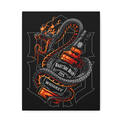 Whiskey Dragon Canvas Art - Stretched Matte Wall Decor for Bar & Home - CreativeRino