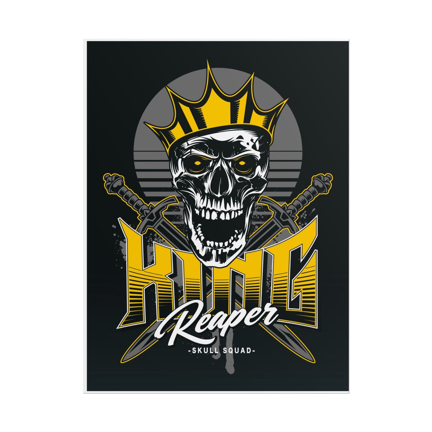 Vintage Skull King Reaper Poster - Bold Wall Art for Gamers & Bikers - CreativeRino