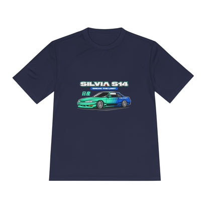 Silvia S14 Unisex Moisture Wicking Tee -  Car Graphic T-shirt for Car Enthusiasts - CreativeRino