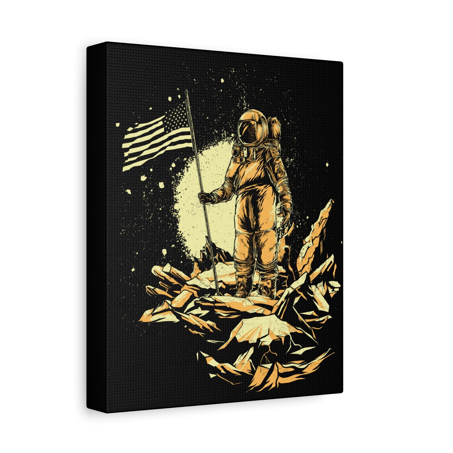 Astronaut Wall Art Canvas - Space Exploration Decor with American Flag - CreativeRino