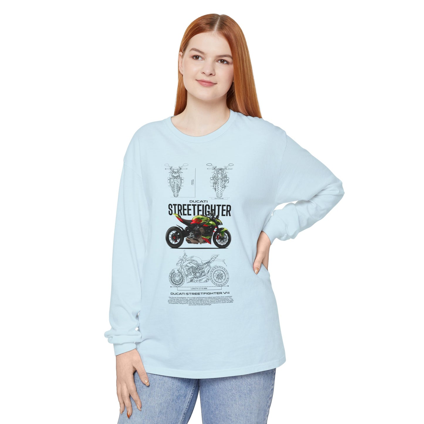 Ducati Streetfighter Long Sleeve T-Shirt - Retro Motorcycle Graphic T-shirt - CreativeRino